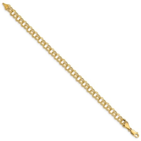 14K Yellow Gold 6mm  Double Link Charm Bracelet 7"