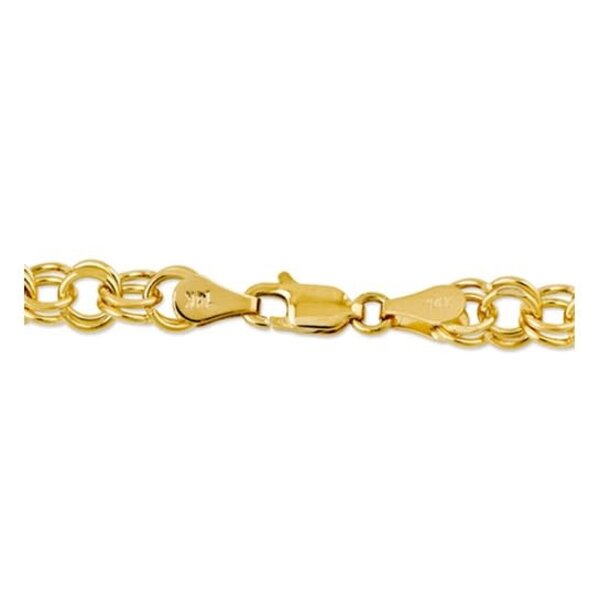 14K Yellow Gold 6mm  Double Link Charm Bracelet 7"
