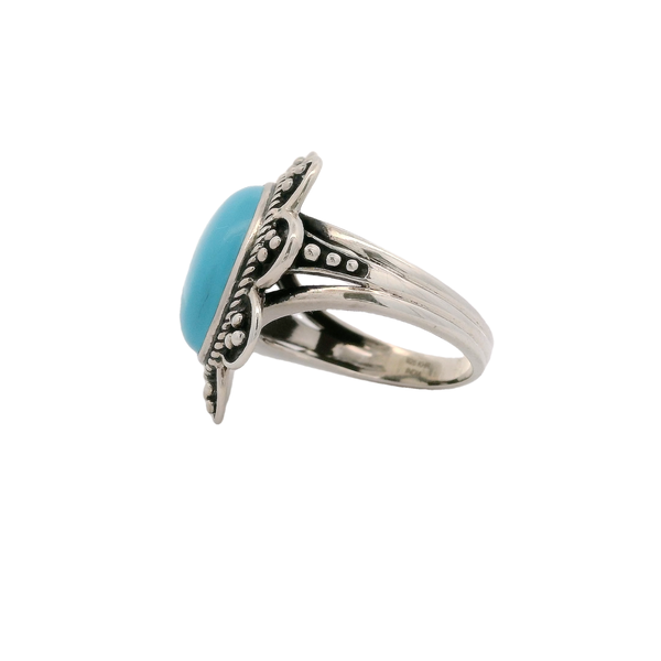 Sterling Silver Oval Cabochon 5.72ct Sonora Turquoise Ring Size 8