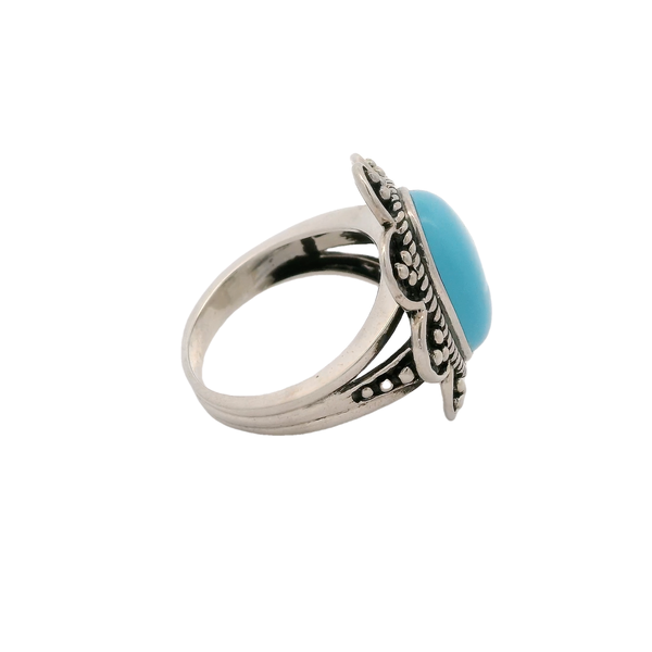 Sterling Silver Oval Cabochon 5.72ct Sonora Turquoise Ring Size 8