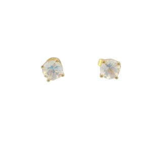 18KY 1.20ct Rd Aurora Moonstone Post Earrings