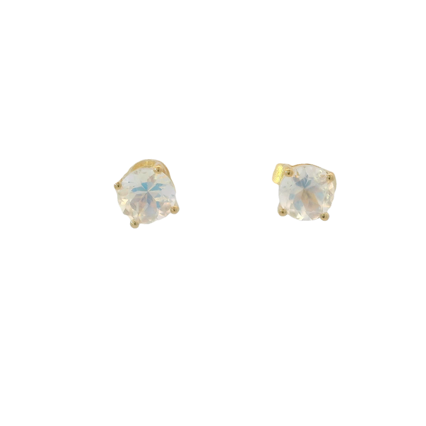 18K Yellow Gold 1.20ct Round Aurora Moonstone Post Earrings