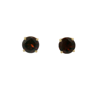 Sale 18KY 3ct Rd African Anthill Garnet Post Earrings