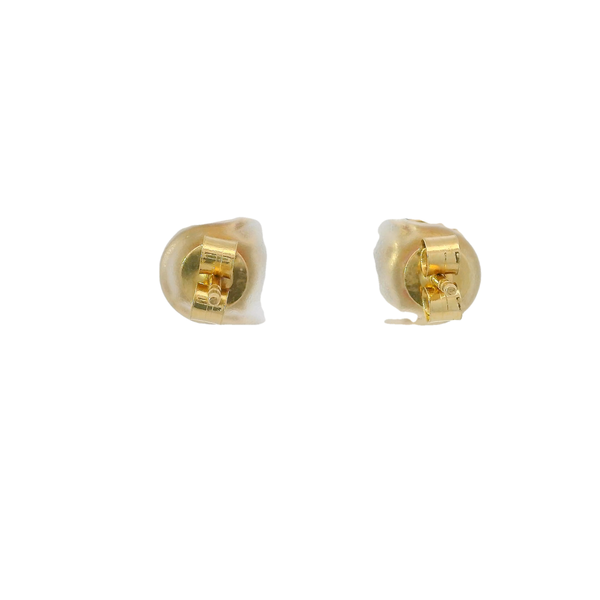 18K Yellow Gold 3ct Round African Anthill Garnet Post Earrings