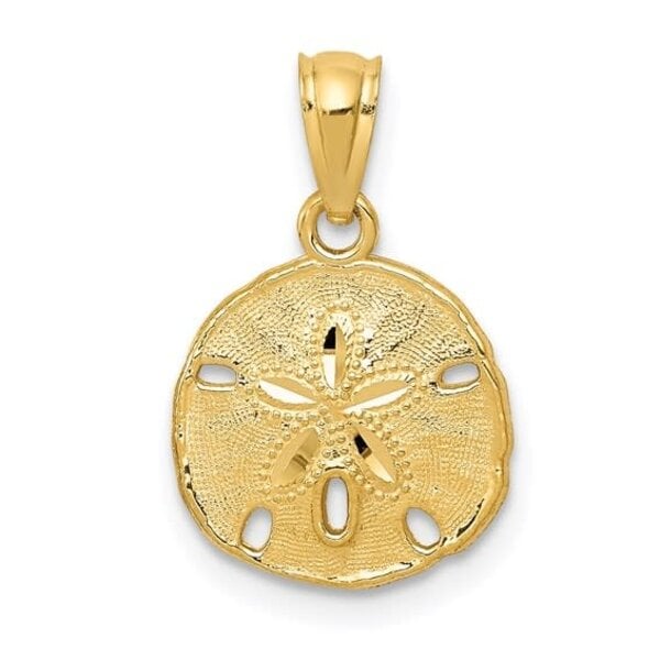 14K Yellow Gold Polished & Textured Small Sand Dollar 17x11mm