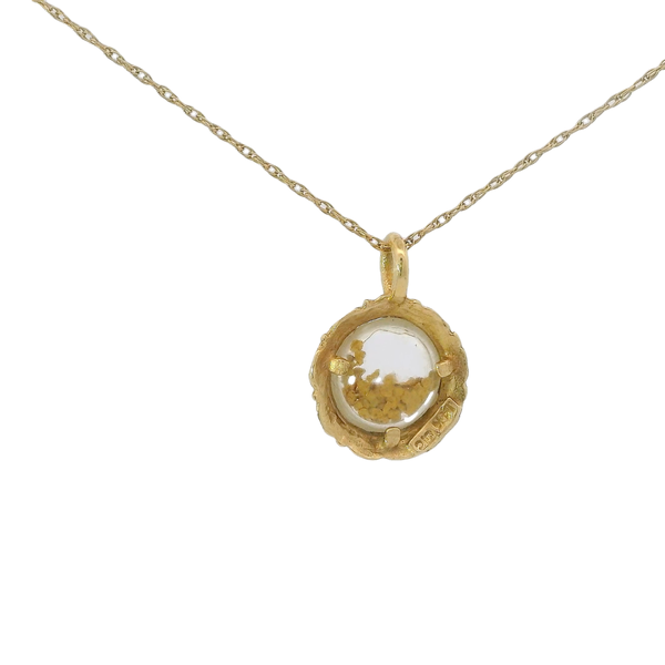 14K Yellow Gold 1970's Gold Flake Resin Necklace 18"