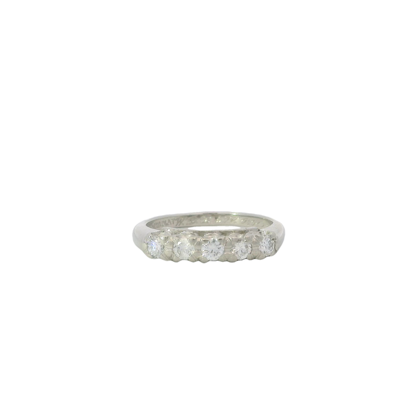 Platinum 1950's .25ct Diamond 5 Stone Band Size 5.25