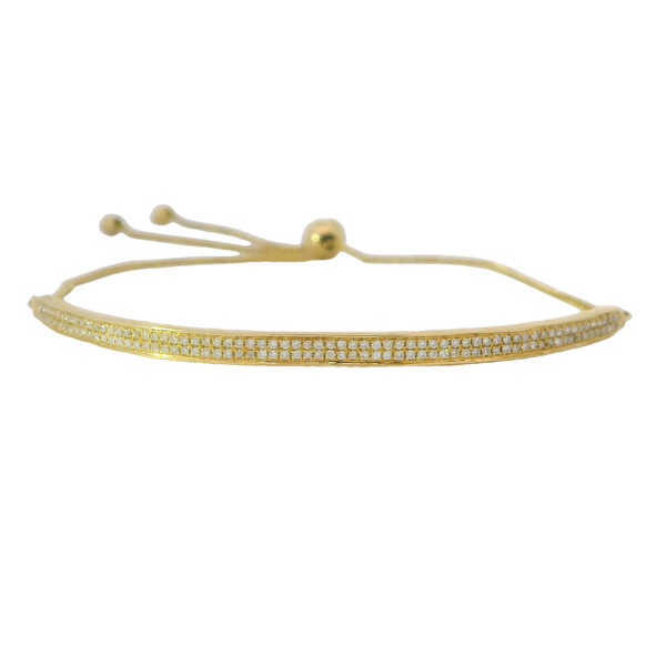 14K Yellow Gold .36ct Diamond Channel Bar Bolo Bracelet