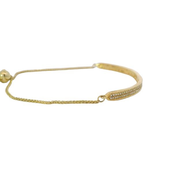 14K Yellow Gold .36ct Diamond Channel Bar Bolo Bracelet