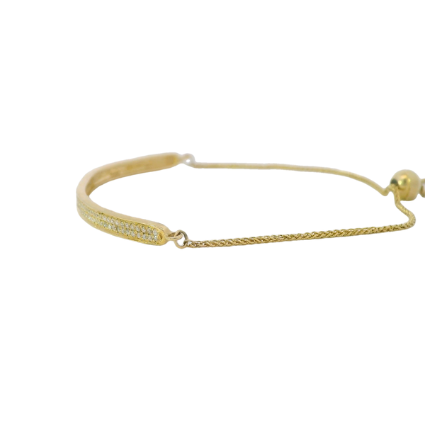 14K Yellow Gold .36ct Diamond Channel Bar Bolo Bracelet