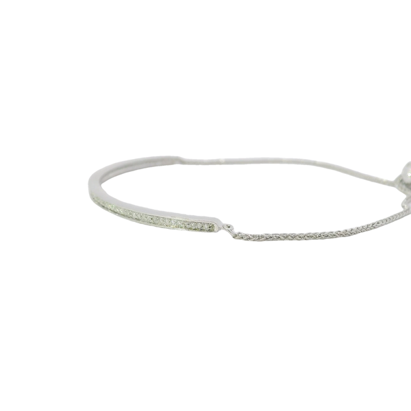 14K White Gold .20ct Diamond Channel Bar Bolo Bracelet