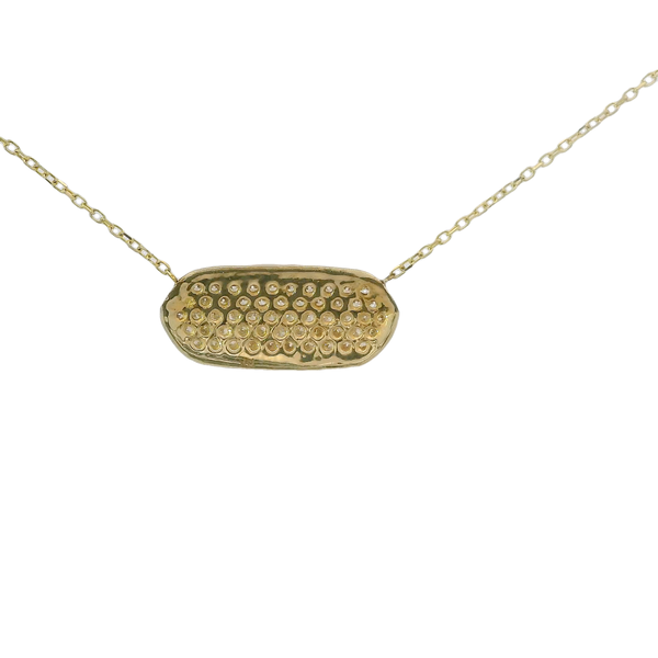 14K Yellow Gold .44ct Diamond Hexagon Bar Split Chain Neck 16"-17"-18" Adjustable