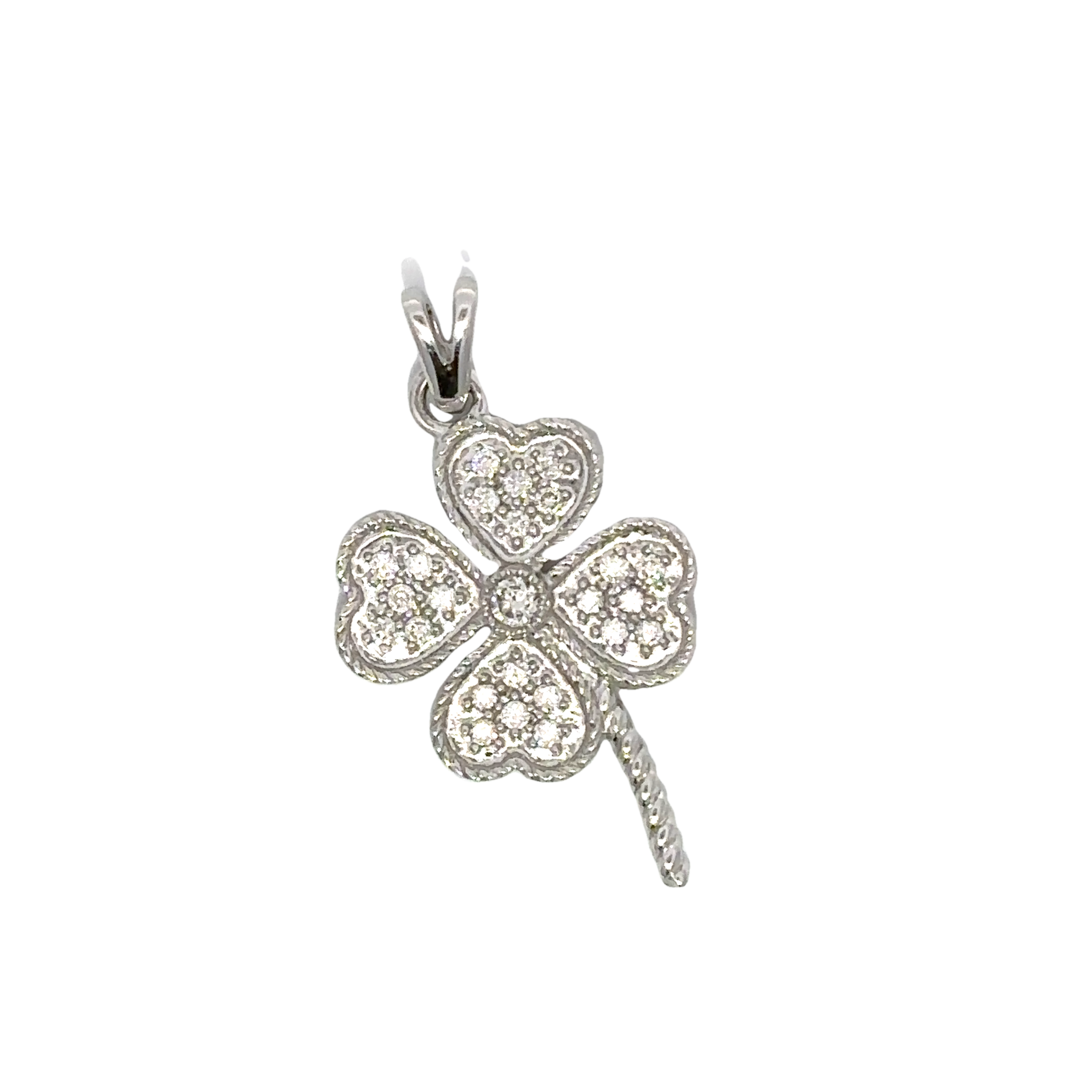 14KW .24ct Dia 4 Leaf Clover Pendant 28x15mm Gold Creations