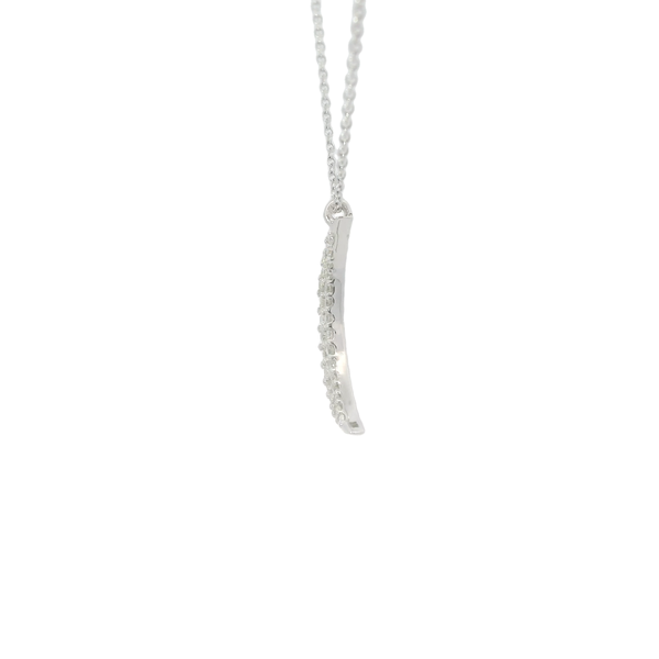 14K White Gold .15ct Diamond Crescent Moon Necklace 16"17"18" Adjustable