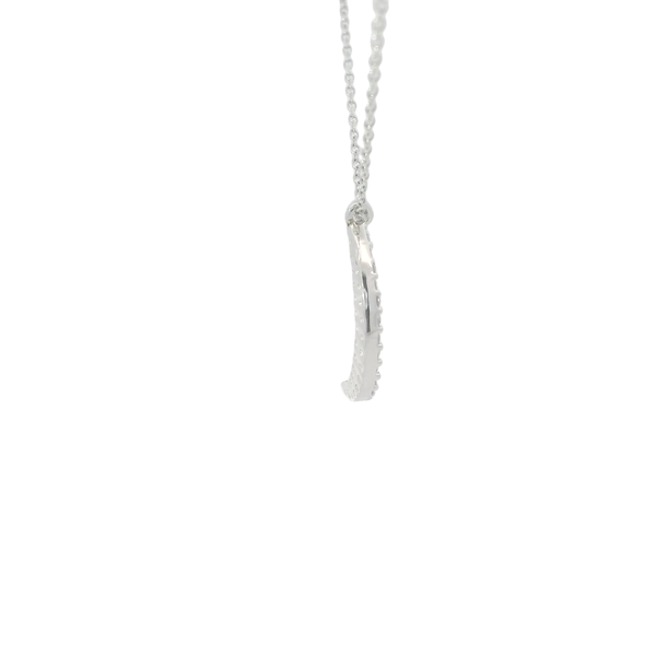 14K White Gold .15ct Diamond Crescent Moon Necklace 16"17"18" Adjustable
