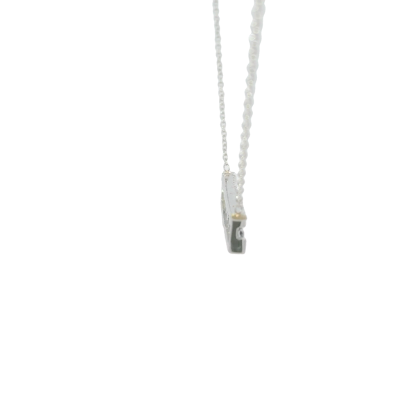 14K White Gold .50ct Sapphire & .10ct Diamond Bar Split Chain Neck 16"17"18" Adjustable