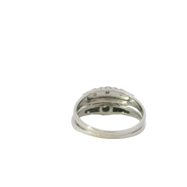 14K White Gold 1950's .35ct Diamond Wedding Set Size 7