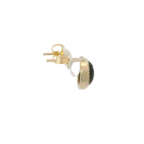 14K Yellow Gold 1960's Tiger's Eye Hang Carved Scarab Post Earrings