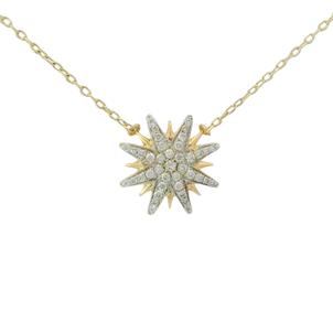 Sale 14KY Estate .37ct Dia Starburst Split Chain Necklace 18"