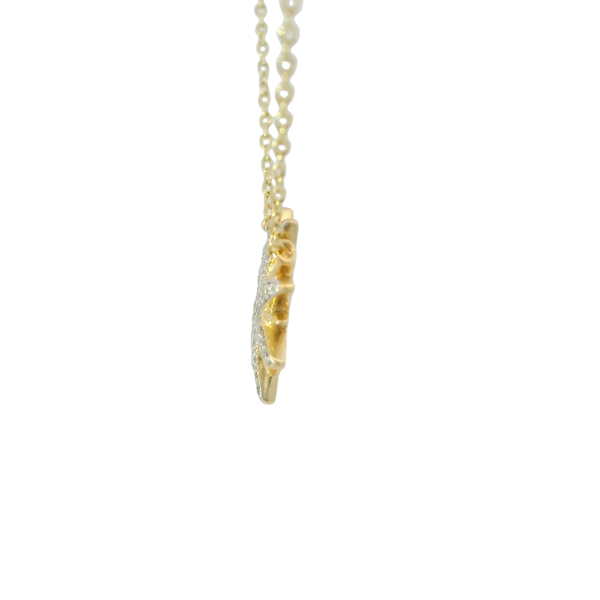 14K Yellow Gold Estate .37ct Diamond Starburst Split Chain Necklace 18"