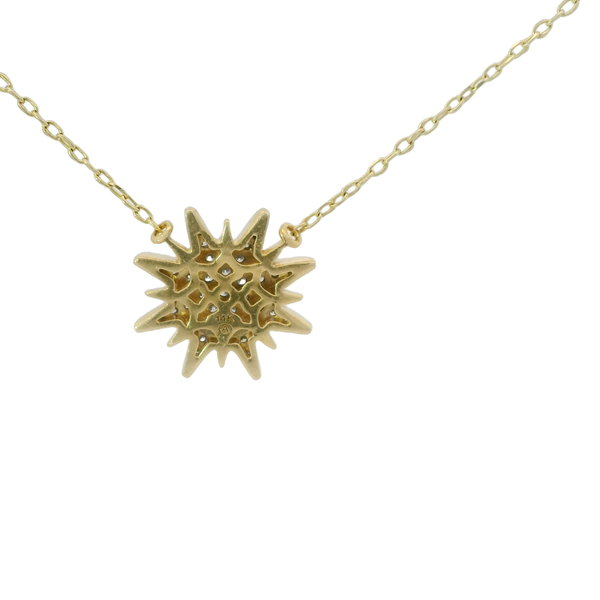 14K Yellow Gold Estate .37ct Diamond Starburst Split Chain Necklace 18"