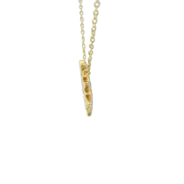 14K Yellow Gold Estate .37ct Diamond Starburst Split Chain Necklace 18"