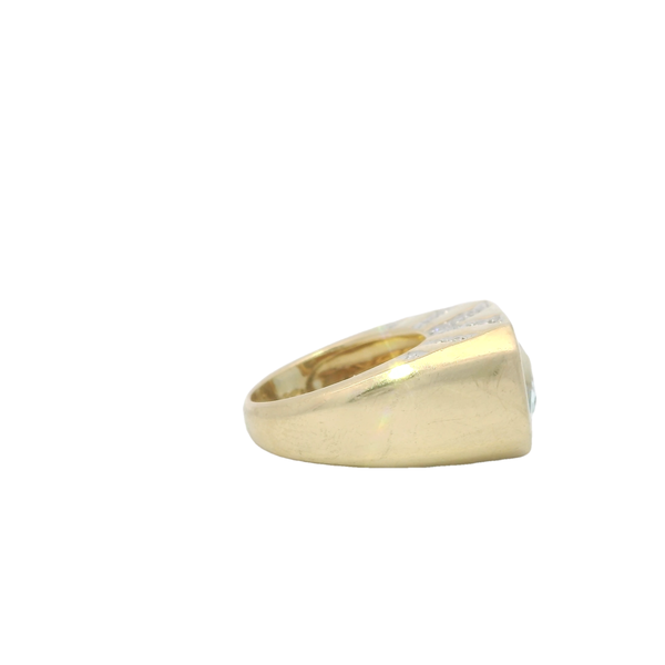 14K Yellow Gold 1970's 9ct Blue Topaz & .24ct Diamond Ring Size 5