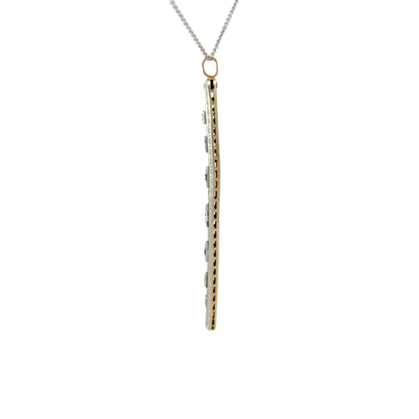 14K White Gold Art Deco 1930's .12ct Diamond & .15ct Sapphire Filigree Necklace 16"