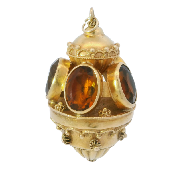 18K Yellow Gold Victorian Etruscan Revival 10ct Citrine Fob