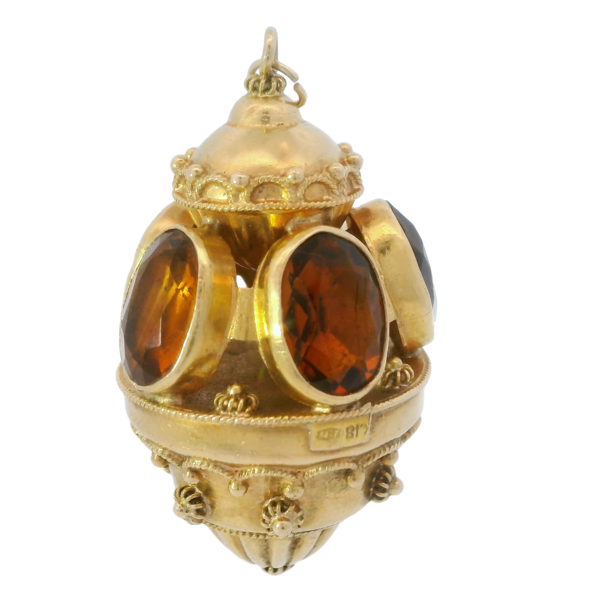 18K Yellow Gold Victorian Etruscan Revival 10ct Citrine Fob