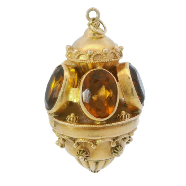 18K Yellow Gold Victorian Etruscan Revival 10ct Citrine Fob