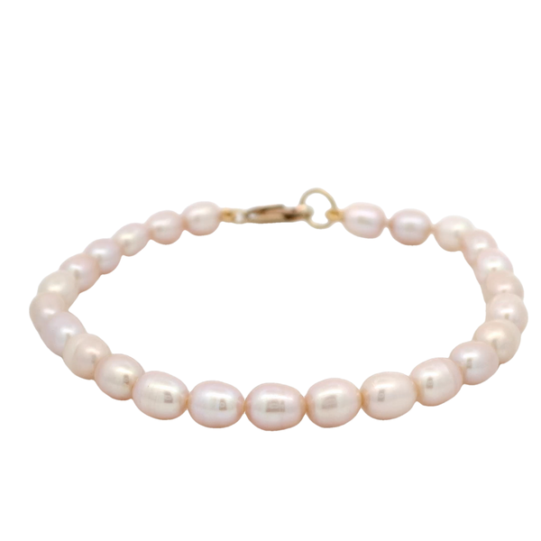 Gold Filled 4.5-5mm Pink Rice Pearl Bracelet