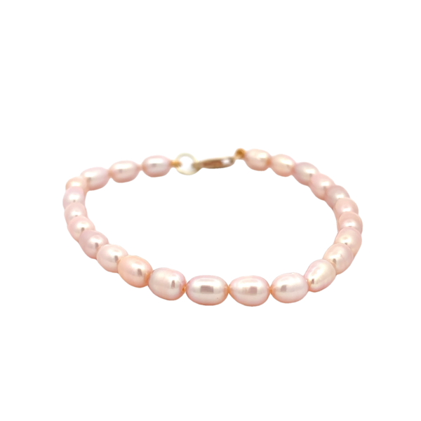 Gold Filled 4.5-5mm Pink Rice Pearl Bracelet