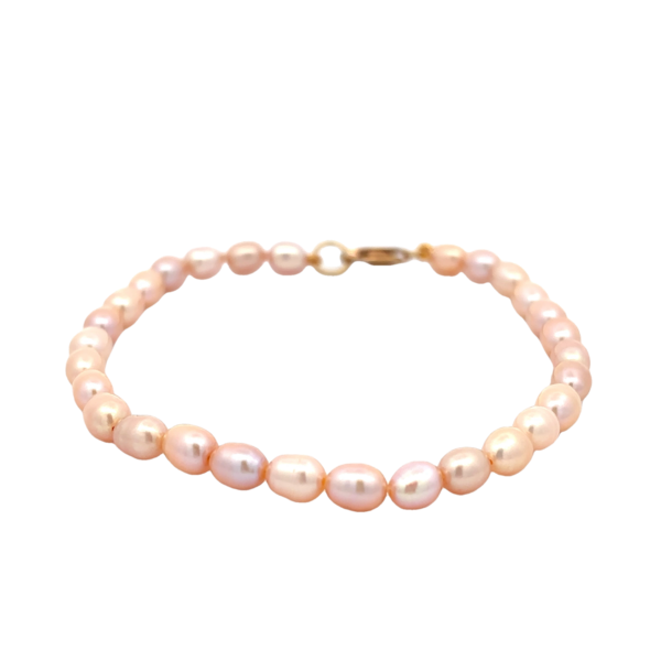 Gold Filled 4.5-5mm Pink Rice Pearl Bracelet