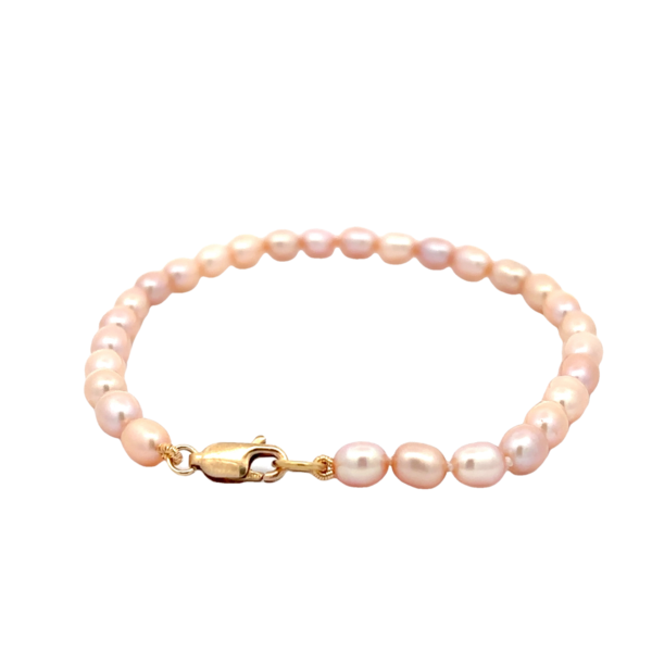 Gold Filled 4.5-5mm Pink Rice Pearl Bracelet
