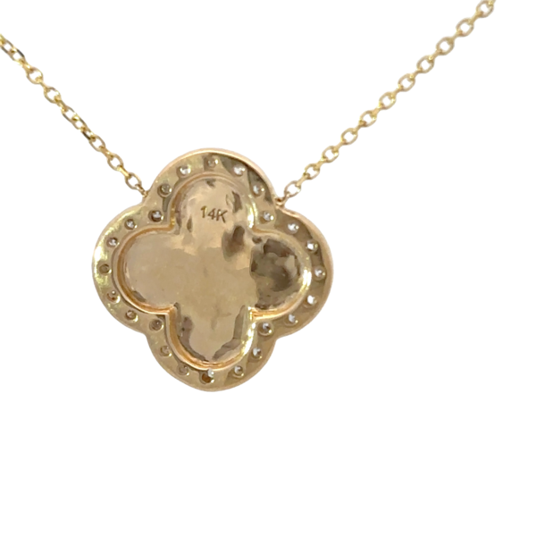 14K Yellow Gold .33ct Diamond Clover Split Chain Necklace 16"-17"-18" Adjustable