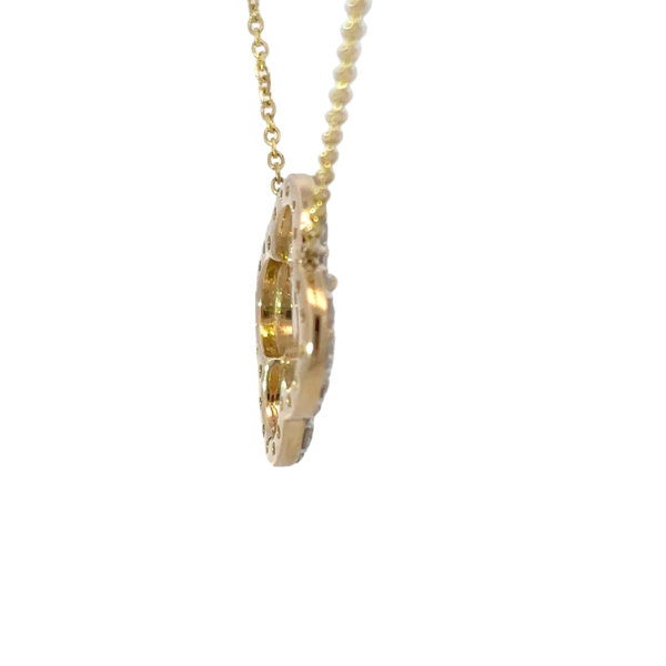 14K Yellow Gold .33ct Diamond Clover Split Chain Necklace 16"-17"-18" Adjustable
