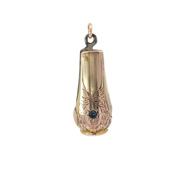 Gold Filled Victorian .10ct Sapphire Filigree Cigar Cutter 40x15.5mm
