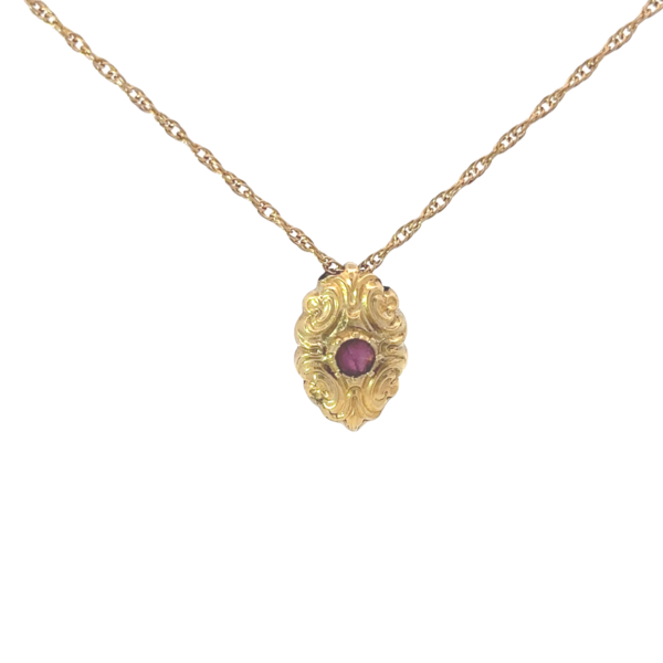 Gold Filled Victorian Filigree Paste Stone Necklace 18"