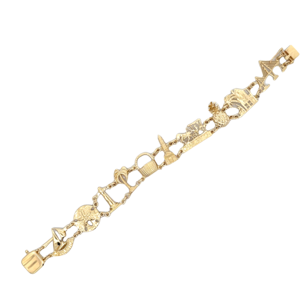 14K Yellow Gold Gold Creations Original Charleston Double Link Bracelet 7"