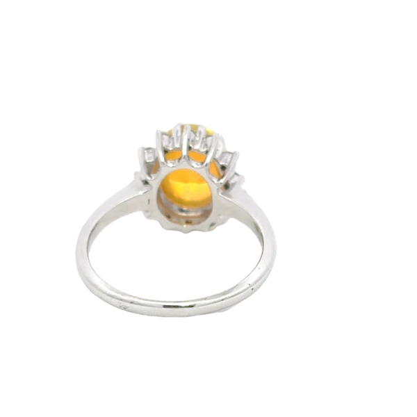 14K White Gold 1.96ct Oval Jelly Opal & .24ct Diamond Ring Size 7