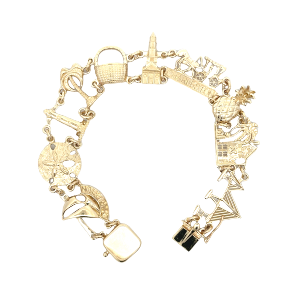14K Yellow Gold Gold Creations Original Charleston Double Link Bracelet 7"