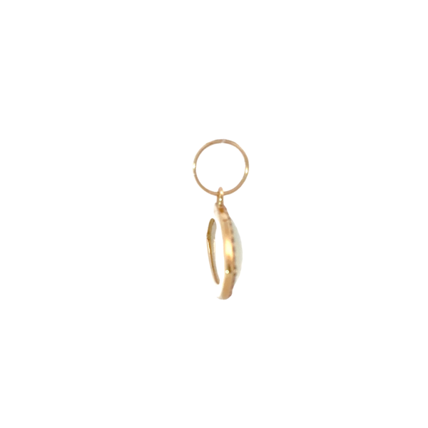 14K Yellow Gold Evil Eye Painted Mother of Pearl .22ct Diamond Pendant 20x20mm