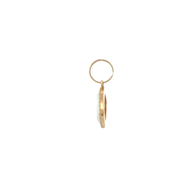 14K Yellow Gold Evil Eye Painted Mother of Pearl .22ct Diamond Pendant 20x20mm