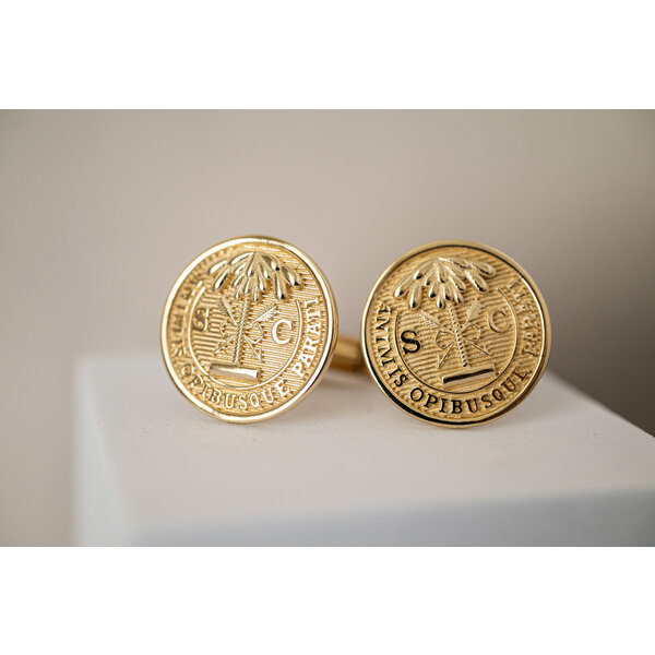 14K Yellow Gold Citadel Button Cufflinks