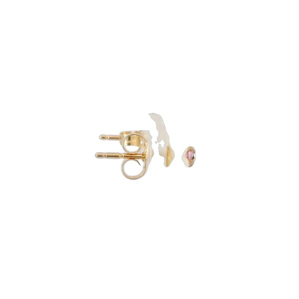 14K Yellow Gold 12mm Carved Flower Mother of Pearl Pink Cubic Zirconia Post Earrings