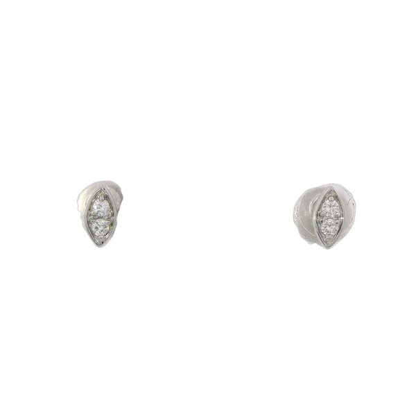 14K White Gold .04ct Diamond Marquise Shaped Post Earrings