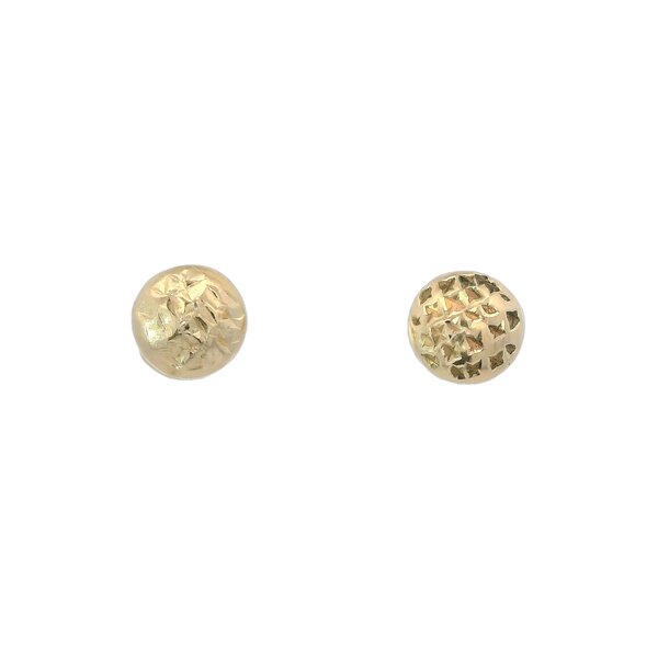 14K Yellow Gold 6mm Textured Button Post Earrings