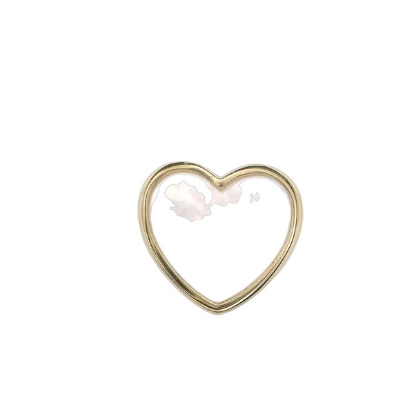 14K Yellow Gold Mother of Pearl Heart Ring Size 7