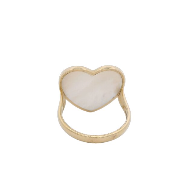 14K Yellow Gold Mother of Pearl Heart Ring Size 7